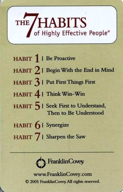 seven habits of highly effective people chart